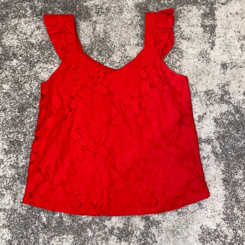 Red Floral Pattern Top